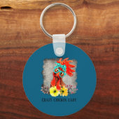 Porte-clés Funny Crazy Chicken Lady Word Art  (Recto)