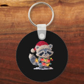 Porte-clés Funny Crochet Christmas Raccoon Xmas Lights Girly (Recto)