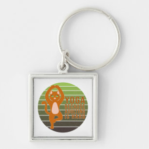 Porte-clés Funny cute cat doing yoga. funny yoga design