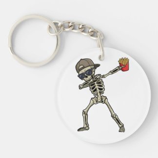 Porte-clés Funny Dabbing Skeleton French Fries Teacher Gift