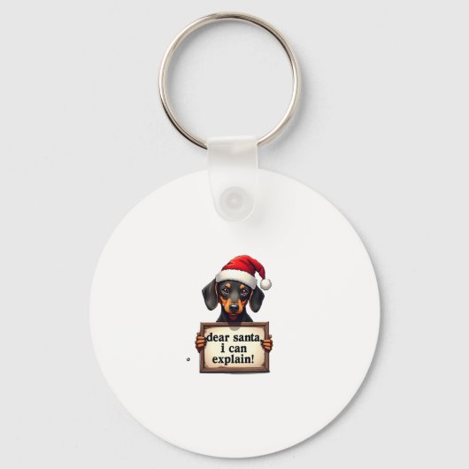 Porte-clés Funny Dachshund Christmas Dear Santa I Can Explain (Recto)