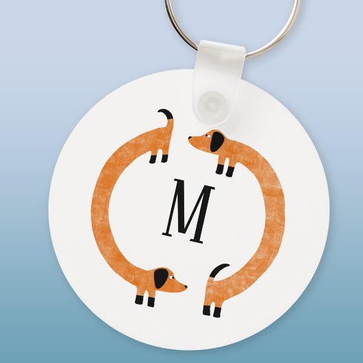 Porte-clés Funny Dachshund Saucisse Chien Monogramme