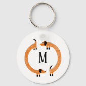 Porte-clés Funny Dachshund Saucisse Chien Monogramme (Verso)