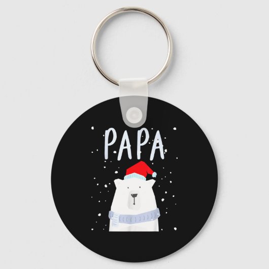Porte-clés Funny Dad Bear Christmas Saint Hat Couples Family (Recto)