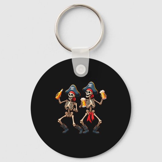 Porte-clés Funny Dancing Rate Skeletons Beer Drinking Hallowe (Recto)