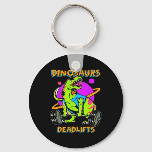 Porte-clés Funny Dinosaurs And Deadlifts Weightlifting Bodybu (Recto)