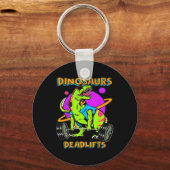 Porte-clés Funny Dinosaurs And Deadlifts Weightlifting Bodybu (Recto)