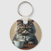 Porte-clés Funny Disappointed Cat With Coffee Mug (Verso)