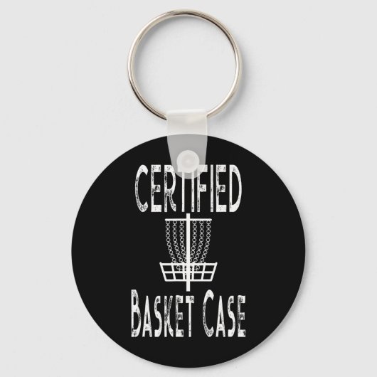 Porte-clés Funny Disc Golf Player Certified Basket Case  (Recto)