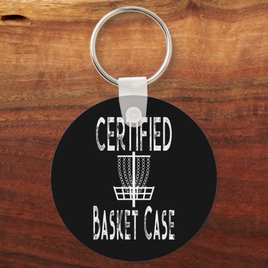 Porte-clés Funny Disc Golf Player Certified Basket Case (Recto)