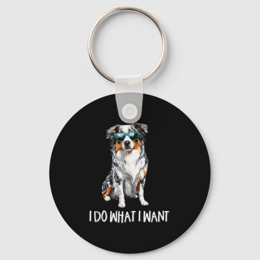 Porte-clés Funny Do What I Want Blue Merle Australian Shepher (Recto)