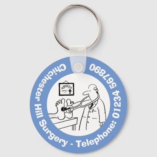 Porte-clés Funny Doctor with Stéthoscope Checking Feet. (Verso)