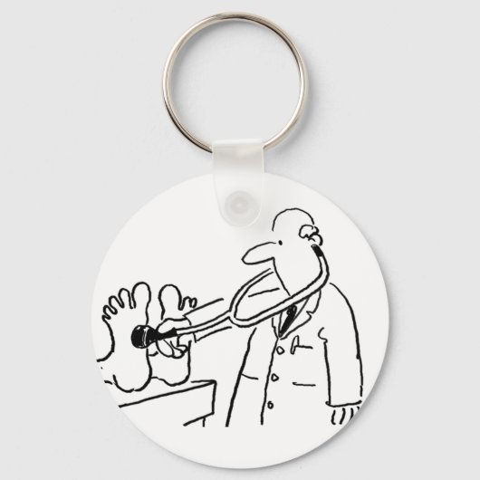 Porte-clés Funny Doctor with Stéthoscope Checking Feet. (Recto)