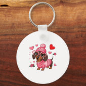 Porte-clés Funny Dog Dachshund Valentines Heart Dog Lover Men (Recto)