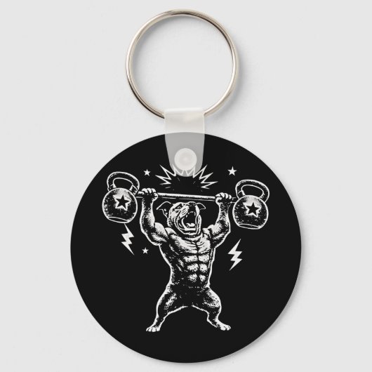 Porte-clés Funny Dog Gym Workout Hilarious Weightlifti (Recto)