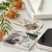 Porte-clés Funny Dog Sticking Tongue Out Photo (Devant Droit)