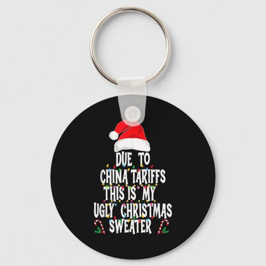 Porte-clés Funny Due To China Tarriffs Ugly Christmas Sweater (Recto)