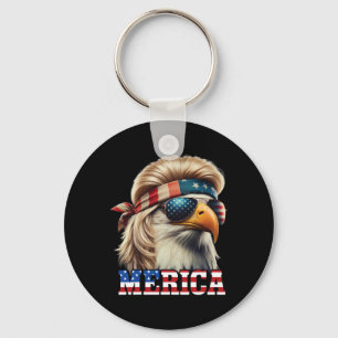 Porte-clés Funny Eagle Merica 4 juillet Blonde Wig Mullet Fun
