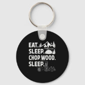 Porte-clés Funny Eat Sleep Chop Wood Repeat Lumberjack (Recto)