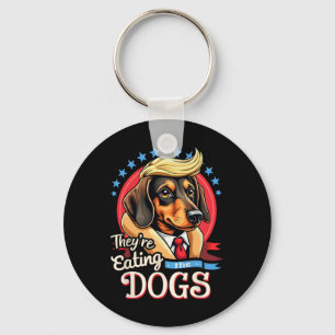 Porte-clés Funny Election 2024 Retro Ils mangent les chiens
