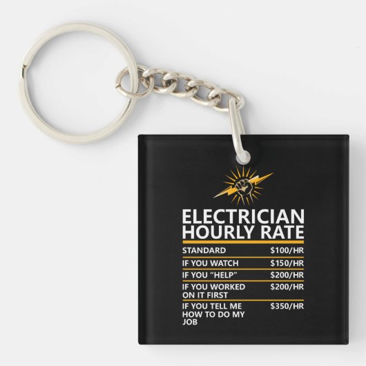 Porte-clés Funny Electrician Hourly Rate Table Humor Gift (Devant)