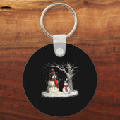 Porte-clés Funny Er Spaniel Dog In The Snow Tree Christmas Wi (Recto)