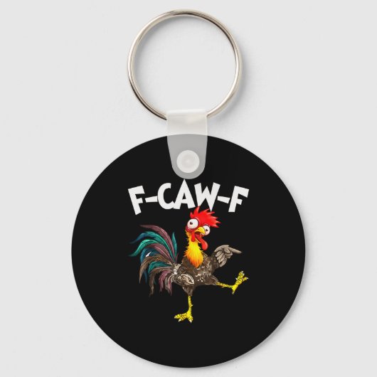 Porte-clés Funny F-awk-f Chicken F-caw-f Rooster Pun Retro (Recto)