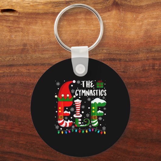 Porte-clés Funny Family Matching Pajamas Gymnastics Elf Chris (Recto)