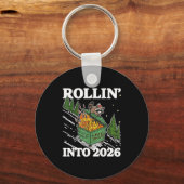 Porte-clés Funny Feral Raccoon Rollin' Into 2026 Happy New Ye (Recto)