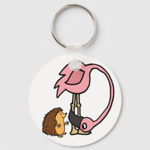 Porte-clés Funny Flamingo and Hedgehog Gardening Friends