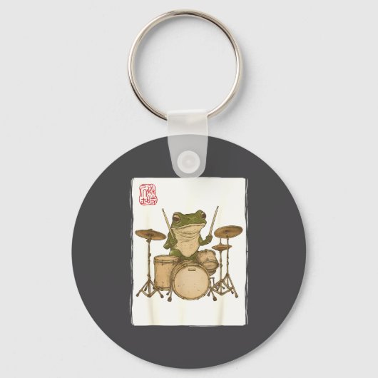 Porte-clés Funny Frog Drum Rock Music Kawaii Japanese  (Recto)