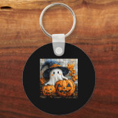 Porte-clés Funny Ghost Pumpkin Cute Halloween Patchwork Art (Recto)