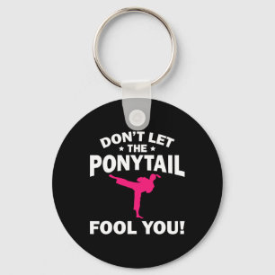 Porte-clés Funny Girl Karate Design Kids Women Kickboxing Bla