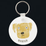 Porte-clés Funny Golden Labrador Retriever Chien Nom personna<br><div class="desc">Un joli tableau d'aquarelle de chien Golden Labrador Retriever pour vous faire sourire. Customisez en modifiant ou en supprimant le nom.</div>