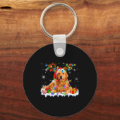 Porte-clés Funny Golden Retriever Christmas Santa Hat Reindee (Recto)