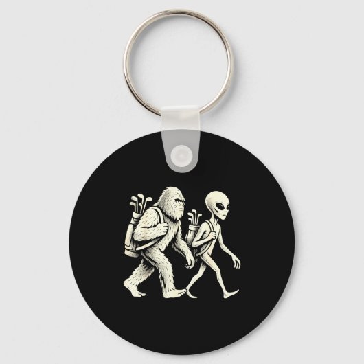 Porte-clés Funny Golf Bigfoot Sasquatch Alien Ufo Golfer  (Recto)