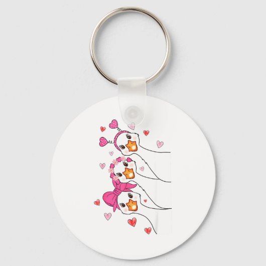 Porte-clés Funny Goose Happy Valentine Goose Cute Heart Lover (Recto)