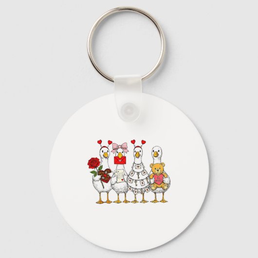 Porte-clés Funny Goose Happy Valentine Goose Cute Heart Lover (Recto)