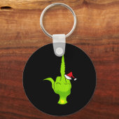 Porte-clés Funny Green Hand Middle Finger Xmas Santa (Recto)