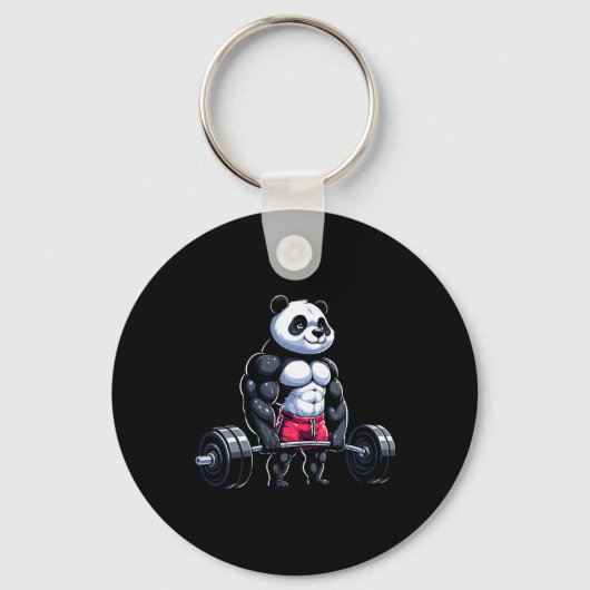 Porte-clés Funny Gym Panda Bodybuilder Poids Motivati (Recto)