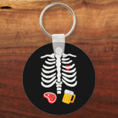Porte-clés Funny Halloween Skeleton Beer & Steak Costume (Recto)
