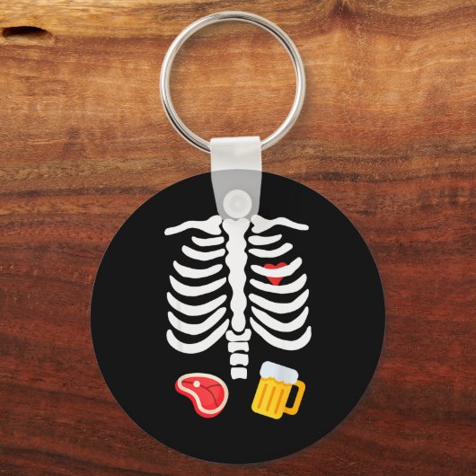 Porte-clés Funny Halloween Skeleton Beer & Steak Costume (Recto)