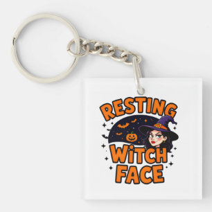 Porte-clés Funny Halloween Witch Design – "Resting Witch Face