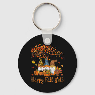 Porte-clés Funny Happy Fall Y'all Thanksgiving Gnomes Tree Pu