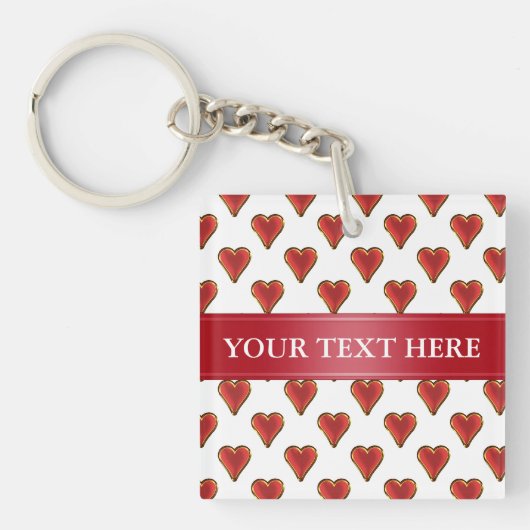 Porte-clés Funny Heart Pattern gold red + your backgr. & (Devant)