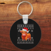 Porte-clés Funny Highland Cow Ugly Christmas Sweater Santa Xm (Recto)
