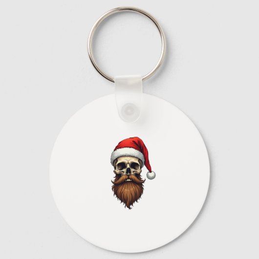 Porte-clés Funny Hipster Santa Skull Face With Hat Beard Chri (Recto)