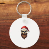 Porte-clés Funny Hipster Santa Skull Face With Hat Beard Chri (Recto)