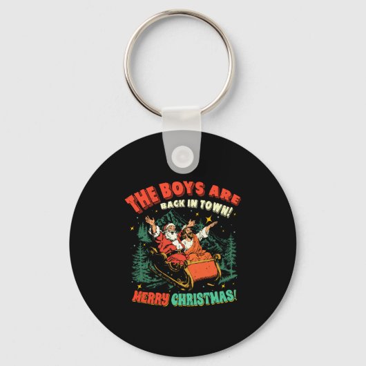 Porte-clés Funny Jesus Santa The Boys Are Back In Town Merry (Recto)