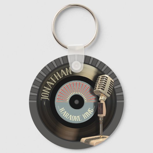 Porte-clés Funny Karaoke King Retro Record (Recto)